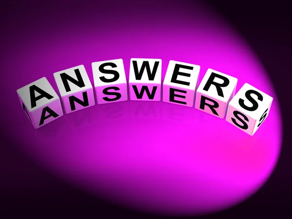 Answers Dice Represent Responses and Solutions to Questions — Stock Photo, Image