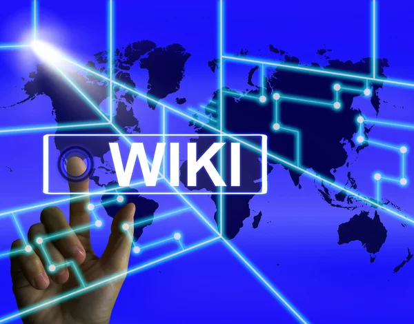 Wiki skärmen innebär Internetinformation och uppslagsverk hemsida — Stockfoto