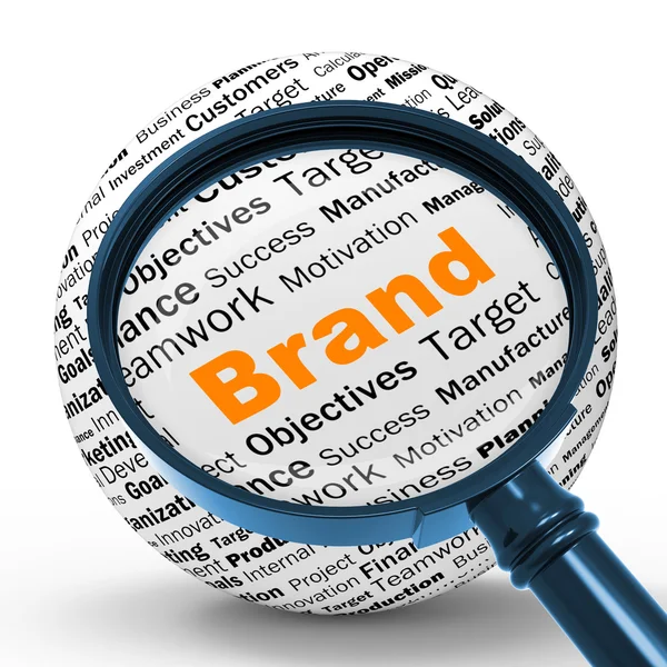 Brand Magnifier Definition Means Market Labelling Or Trademark — Stock Photo, Image