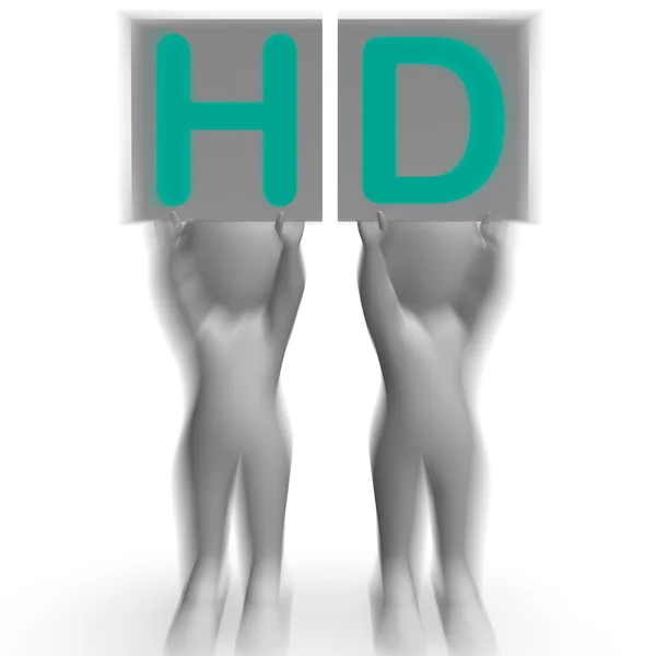 HD plakkaten betekent high definitietelevisie of hoge resolutie — Stockfoto