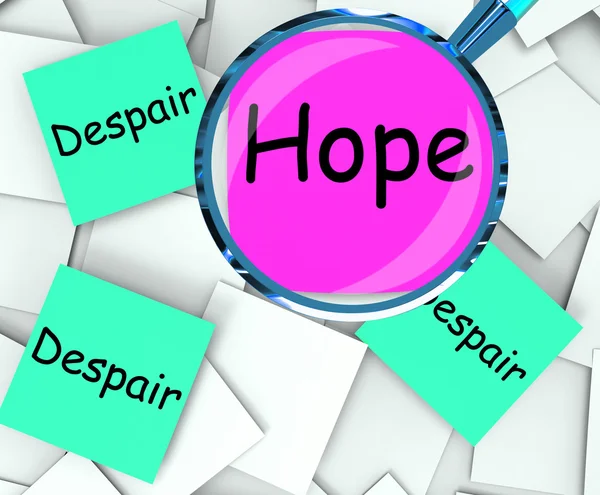 Hope Despair Post-It Papers Show Wishing Or Desperate — Stock Photo, Image