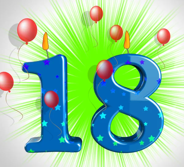 Number Eighteen Party Show Teen Birthday Or Decoration — Stock Photo, Image