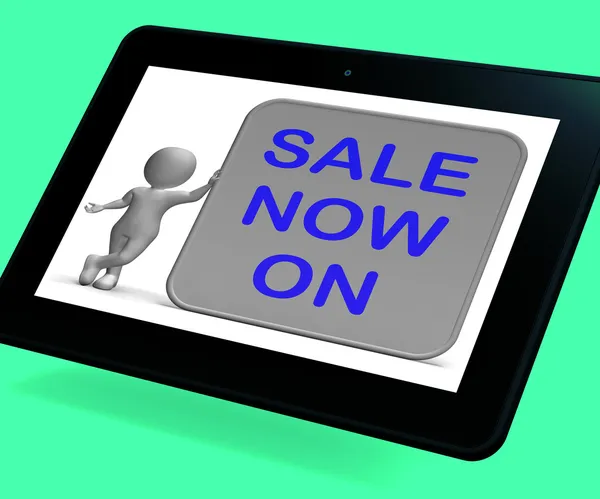 Sale On Now Tablet Shows Product Specials And Lower Prices — Stock Photo, Image