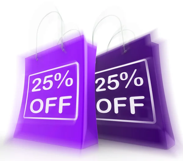 Twenty-Five Percent Off On Bags Shows 25 Bargains — Stock Photo, Image