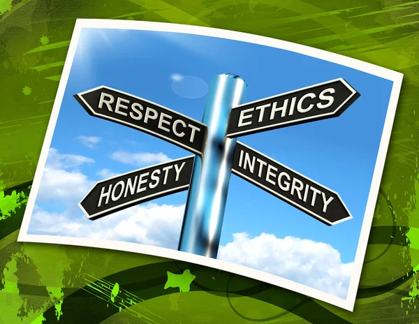 Respect Ethics Honest Integrity Sign Means Good Qualities — Stock Photo, Image