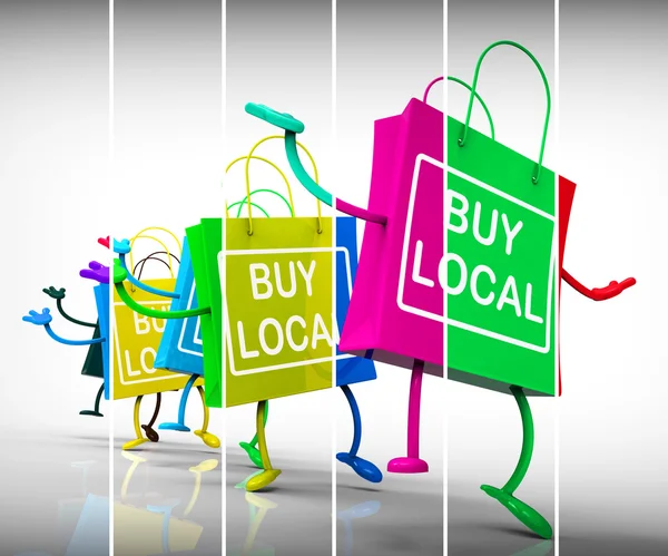 Comprare locale Shopping Borse Rappresentano Quartiere Business e Mark — Foto Stock