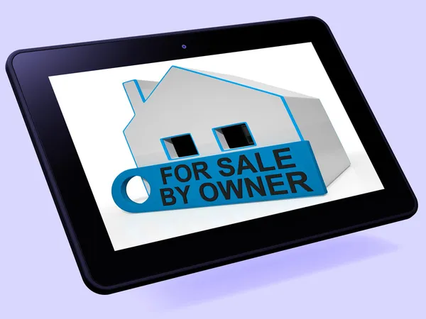 En Venta Por Propietario Casa Tablet Significa Ningún Agente Inmobiliaria — Foto de Stock