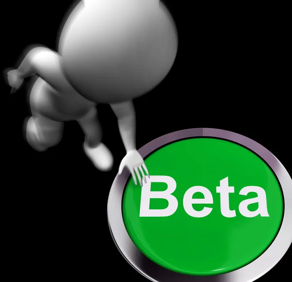 Beta pressionado mostra teste e desenvolvimento de software — Fotografia de Stock