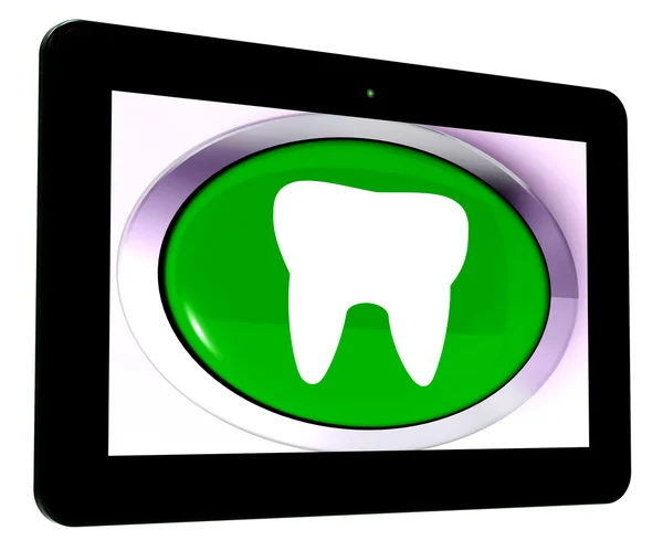 Tooth Tablet Means Dental Appointment Or Teeth — Stock Photo, Image