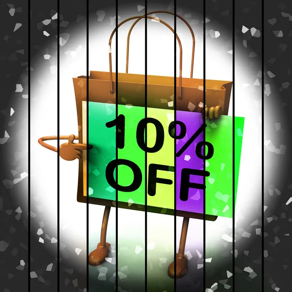 Ten Percent Reduced On Bags Shows 10 Promotions — Stock Photo, Image