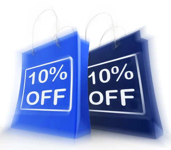 Ten Percent Off On Bags Shows 10 Bargains — Stock Photo, Image