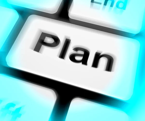 Plan Keyboard Shows Objectives Planning And Organizing — Stock Photo, Image