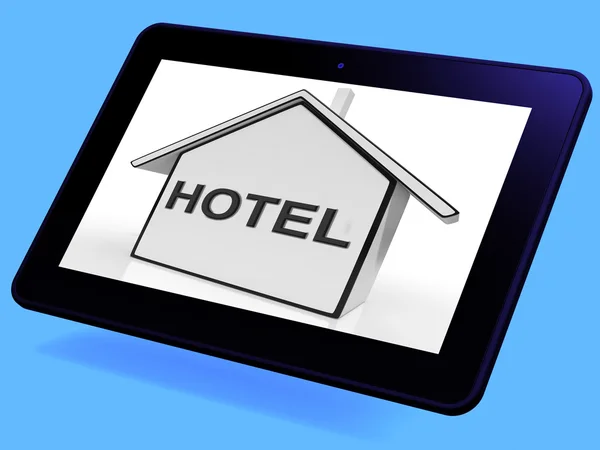 Hotel House Tablet Shows Holiday Accommodation And Units — Stock Photo, Image