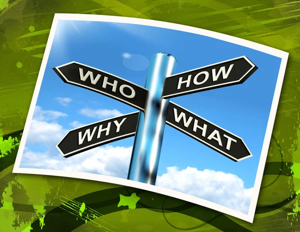 Who How Why What Questions Sign Mean Researching And Investigati — Stock Photo, Image