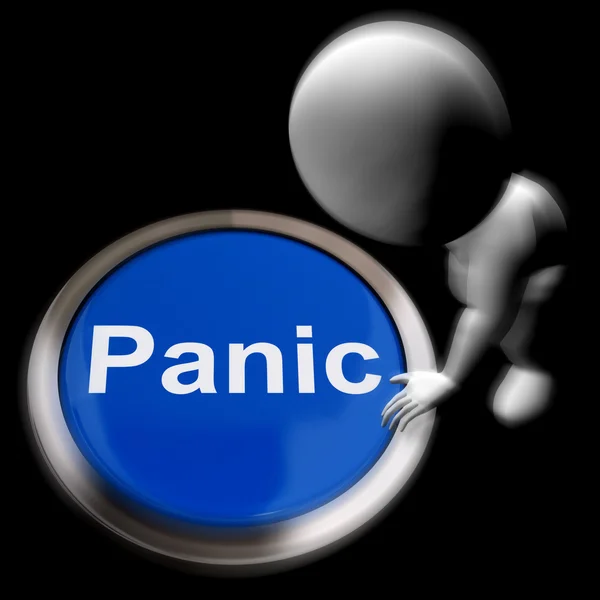 Panic Pressed Shows Alarm Distress And Crisis — Stock Photo, Image