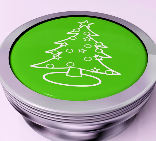 Xmas Tree Switch Means Happy Christmas — Stock Photo, Image
