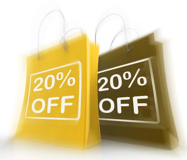 Twenty Percent Off On Bags Shows 20 Bargains — Stock Photo, Image