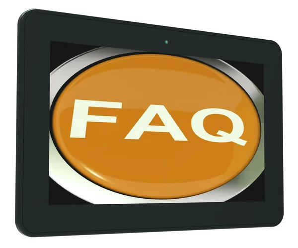 FAQ tablet toont veel gestelde vragen — Stockfoto