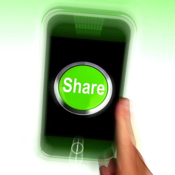 Share Mobile Means Online Sharing And Community — Stock Photo, Image