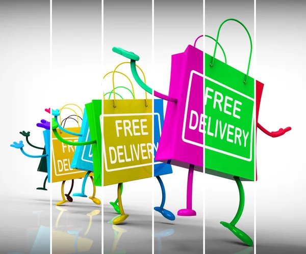 Free Delivery Shopping Bags Show Promotion of no Charge for Ship — Stock Photo, Image