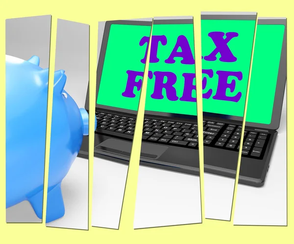 Belastingen gratis piggy bank toont goederen in geen belasting zone — Stockfoto