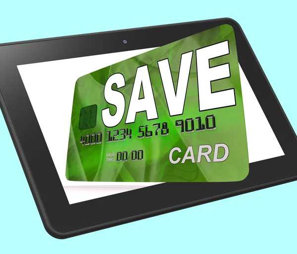 Save Bank Card Calculated Means Setting Aside Money In Savings A — Stock Photo, Image