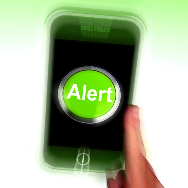 Alert Mobile Shows Alerting Notification Or Reminder — Stock Photo, Image