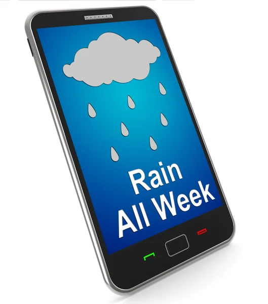 Rain All Week On Mobile Shows Wet  Miserable Weather — Stock Photo, Image