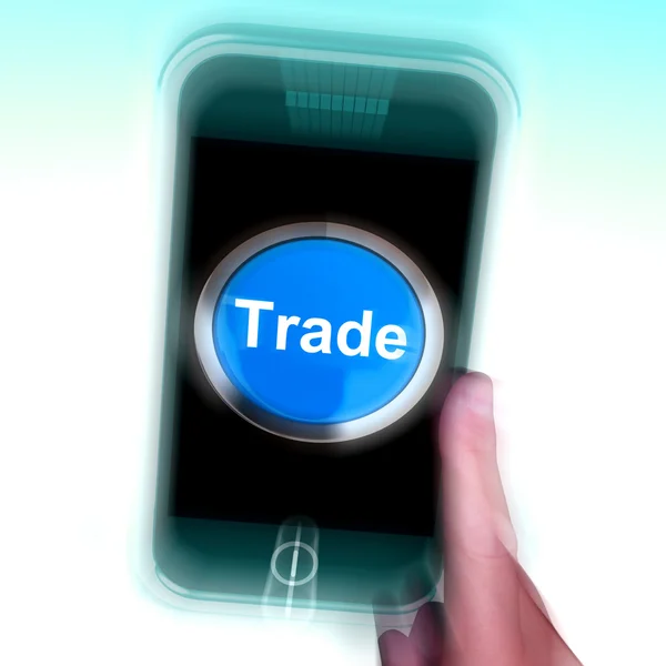 Trade On Mobile Phone Shows Online Buying And Selling — Stock Photo, Image