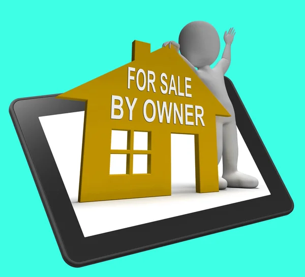 For Sale By Owner House Tablet Shows Selling Without Agent — Stock Photo, Image