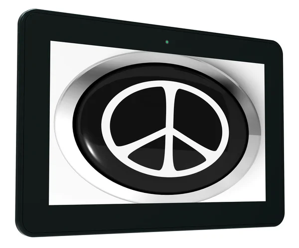 Peace Sign Tablet Shows Love Not War — Stock Photo, Image