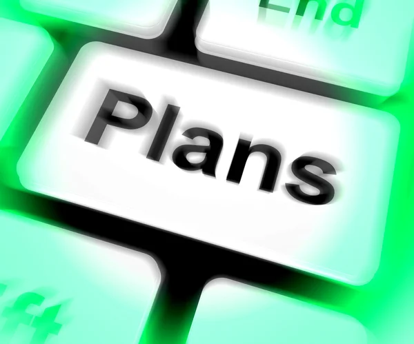 Plans Keyboard Shows Objectives Planning And Organizing — Stock Photo, Image