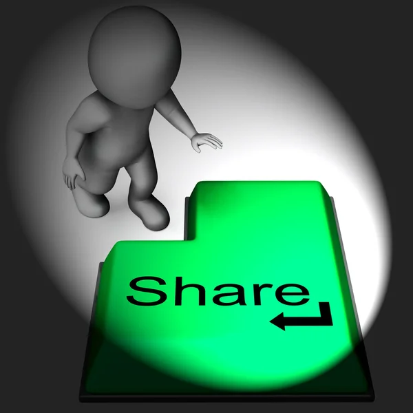 Share Keyboard Means Posting Or Recommending On Web — Stock Photo, Image