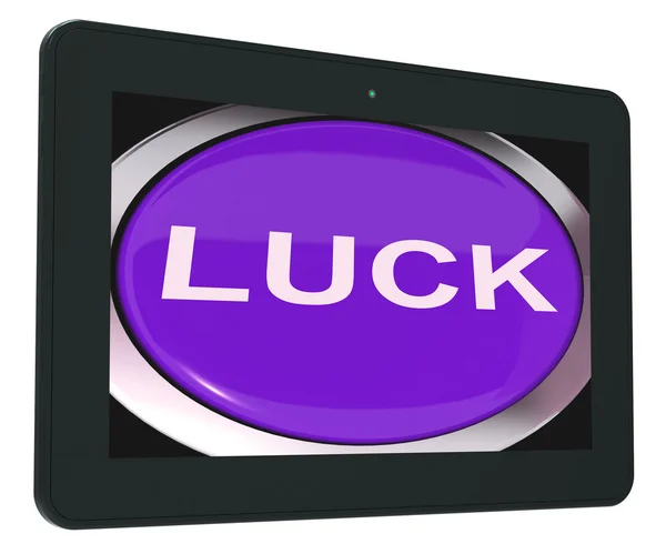 Luck Tablet Shows Lucky Good Fortune — Stock Photo, Image