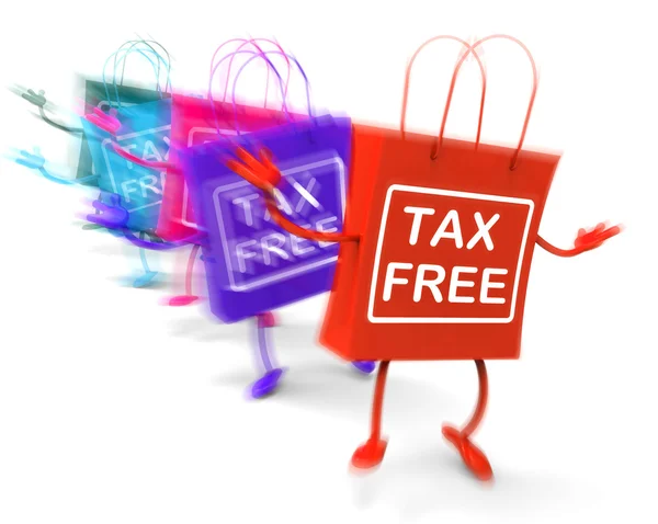 Tax Free Shopping Bags Represent Duty Exempt Discounts — Stock Photo, Image