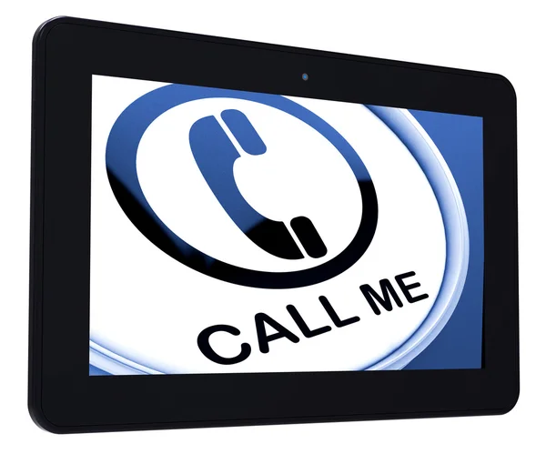 Call Me Tablet Shows Talk or Chat — Stock Photo, Image