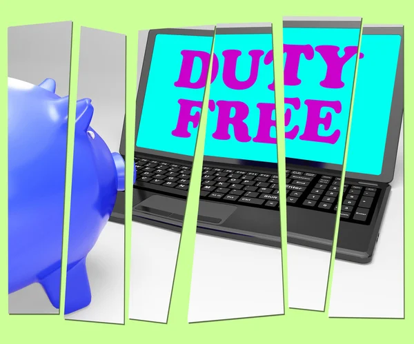 Duty Free Piggy Bank Shows No Tax On Goods — Stock Photo, Image