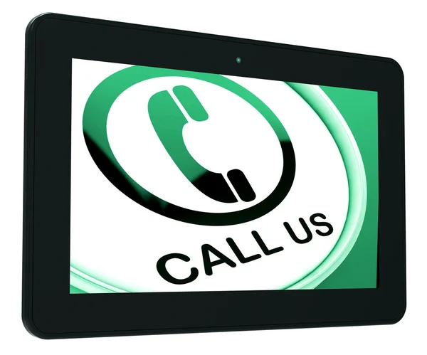 Call Us Tablet Shows Talk or Chat — Stock Photo, Image