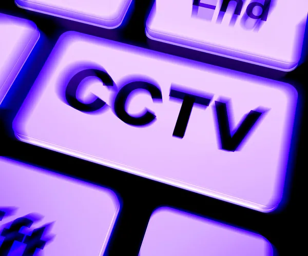 Teclado CCTV mostra monitoramento de câmera ou vigilância on-line — Fotografia de Stock