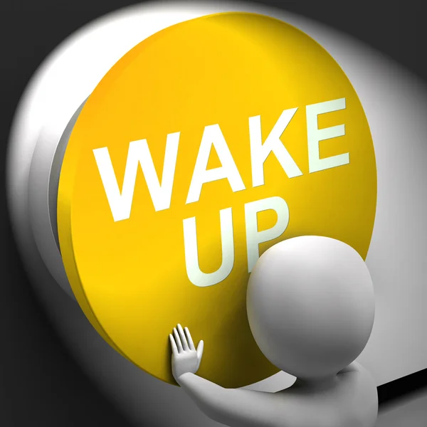 Wake Up Pressed Means Alarm Awake Or Morning — Stock Photo, Image