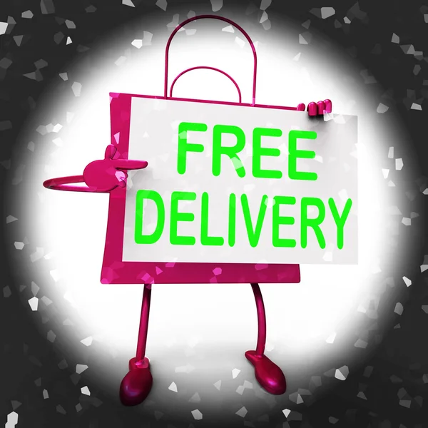 Free Delivery on Shopping Bag Shows No Charge  To Deliver — Stock Photo, Image