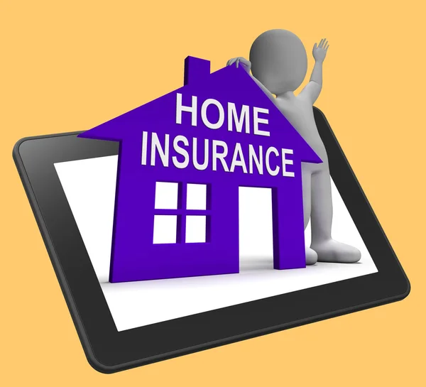 Home Insurance House Tablet Means Insuring Property — Stock Photo, Image