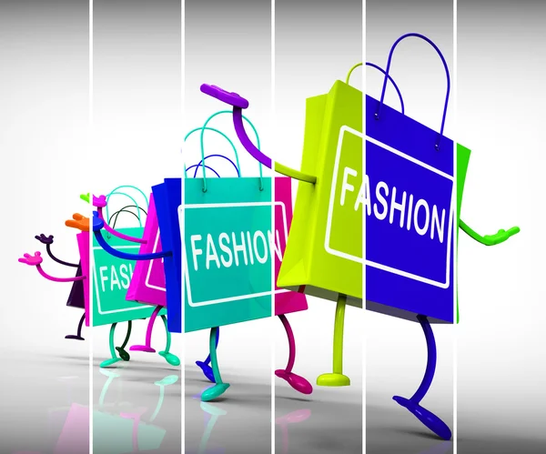 Torby na zakupy moda reprezentują trendy, zakupy i wzory — Zdjęcie stockowe