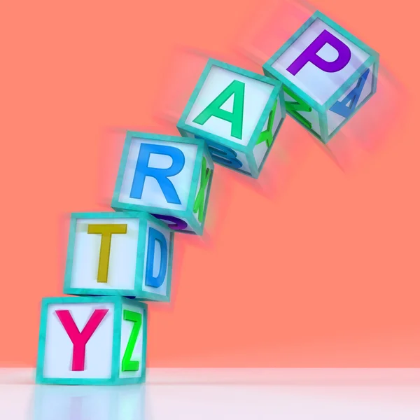 Party Letters Mean Celebration Event Or Socializing — Stock Photo, Image