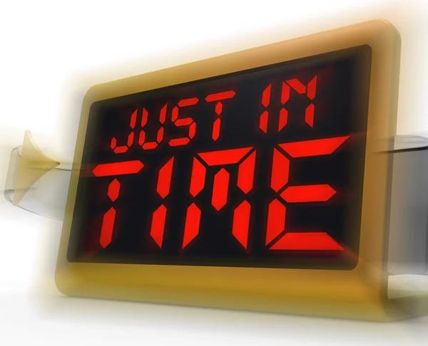 Just in Time Digital Clock Means Not Too Late — Stock Photo, Image