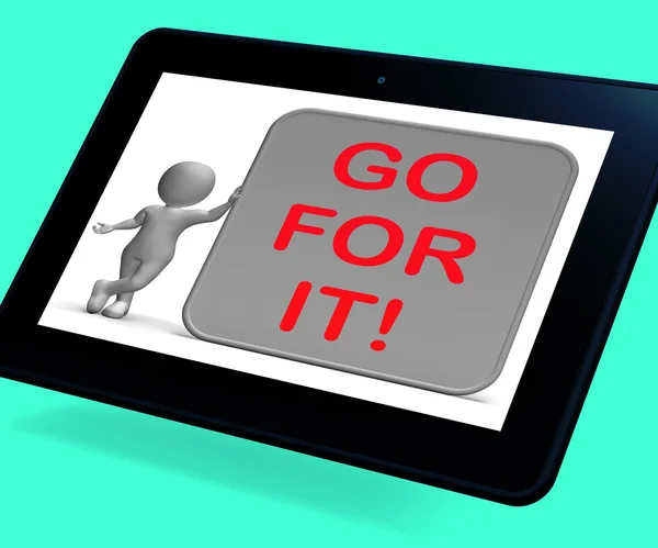 Go For It Tablet muestra metas u oportunidades — Foto de Stock