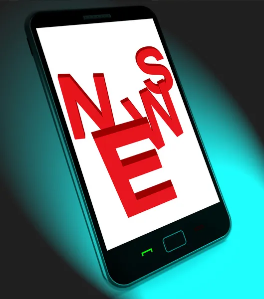 Wiadomości na temat mobilnych pokazuje aktualizacji informacji lub biuletynu — Zdjęcie stockowe