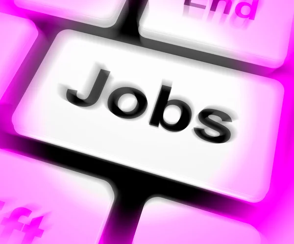 Jobs Keyboard Shows Hiring Recruitment Online Hire Job — Stock Photo, Image