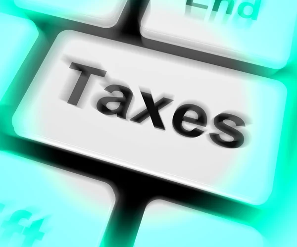 Taxes Keyboard Shows  Tax Or Taxation — Stock Photo, Image