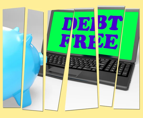 Debt Free Piggy Bank Shows No Debts And Financial Freedom — Stock Photo, Image